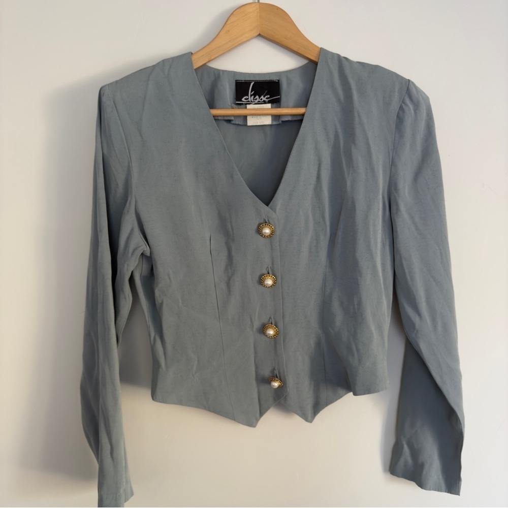 Elisse Vintage crop blazer with shoulder pads Size: 5/6